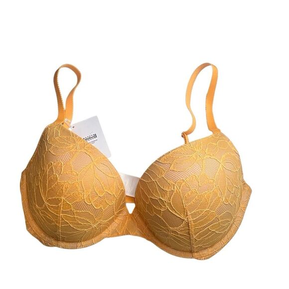 NWT Wolford Magnolia Lace Push-Up Demi Bra Mango Yellow 75E / 34E - Picture 5 of 11